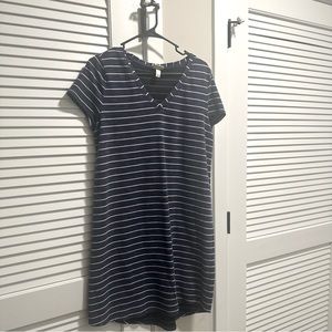 Blue and white striped dress